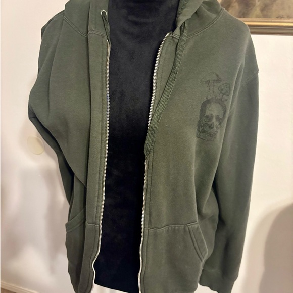 Hot Topic Green Crewneck with Skeleton Butterfly Graphic - Picture 2 of 7